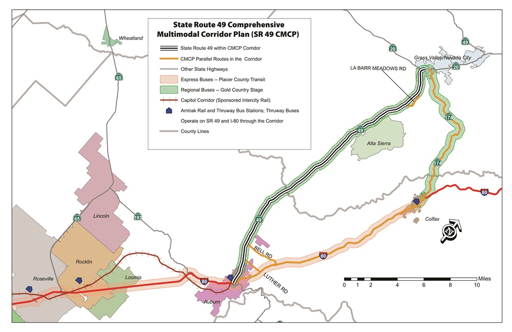 Map of State Route 49 Comprehensive Multimodal Corridor Plan