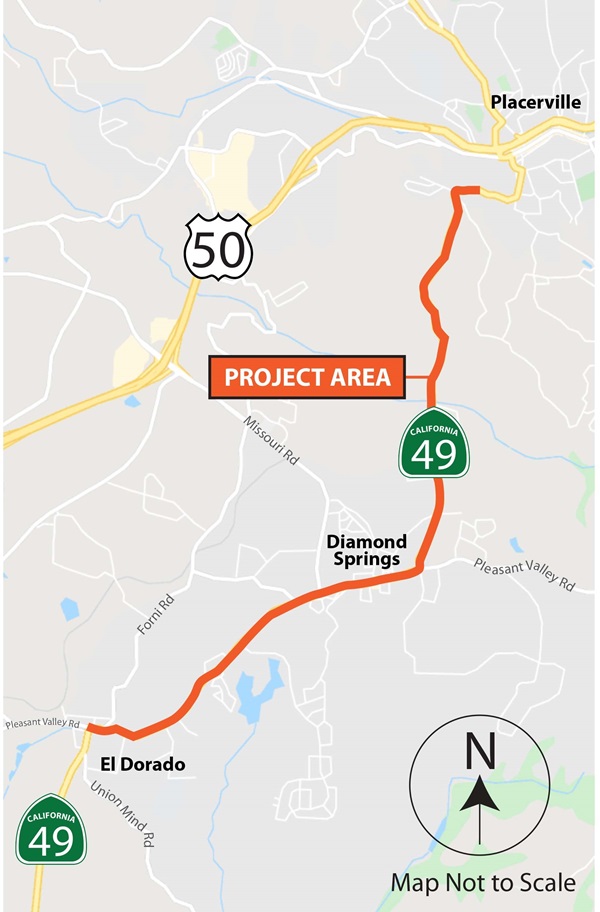Map of State Route 49 Pavement Project
