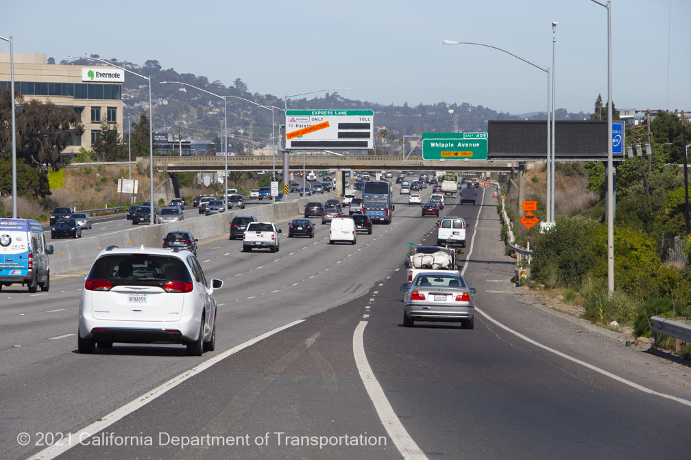 Drivers accessing northbound U.S. 101 from the Whipple Avenue on-ramp in Redwood City