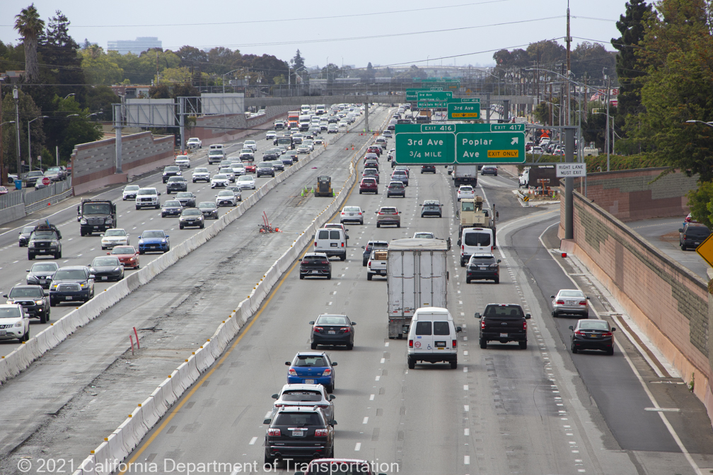 Drivers using the Southbound U.S. 101, Poplar Avenue Off-Ramp in San Mateo