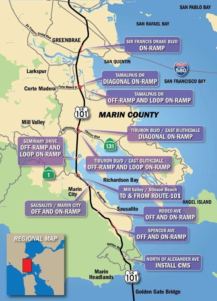 101 Marin Ramp Metering Map