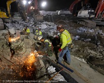 Removal of the old bridge over Cordilleras Creek on Nouthbound US 101 in San Mateo County.
