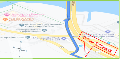 Detour to Entrance of U.S. 101 Manzanita Park and Ride map 02