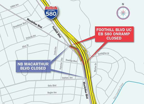 580 Foothill Boulevard Onramp Temporary  Weekend Closure