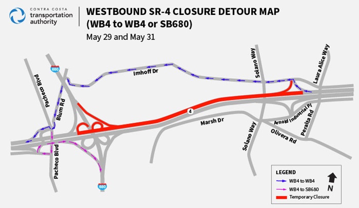 Interstate 680 Connector Ramps Closure Map 02