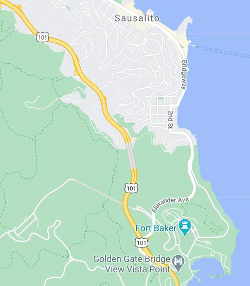 Highway Lane and Ramp Closures on US-101 in San Rafael map