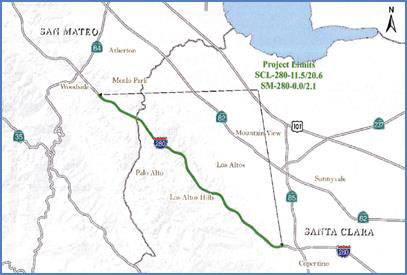 Overnight Ramp and Lane Closures on Interstate 280 Map