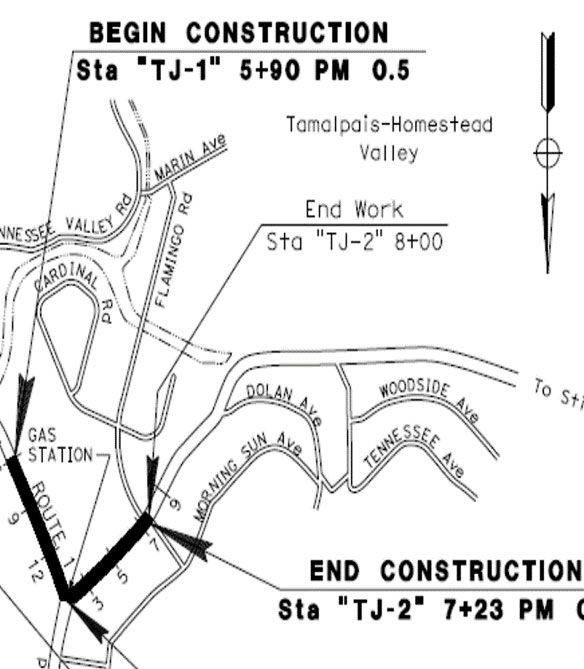 Shoreline Highway Sidewalks and Driveway Reconstruction Map
