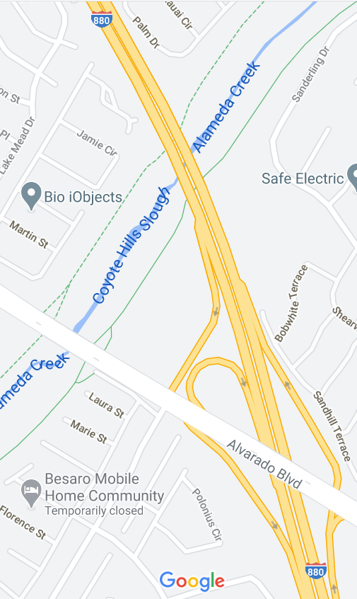 2021-03-15 SB-880 Overnight Lane Closures at Fremont-Union City Border map