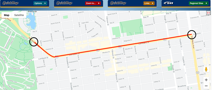 101 Lombard Street Daytime Lane Closures map