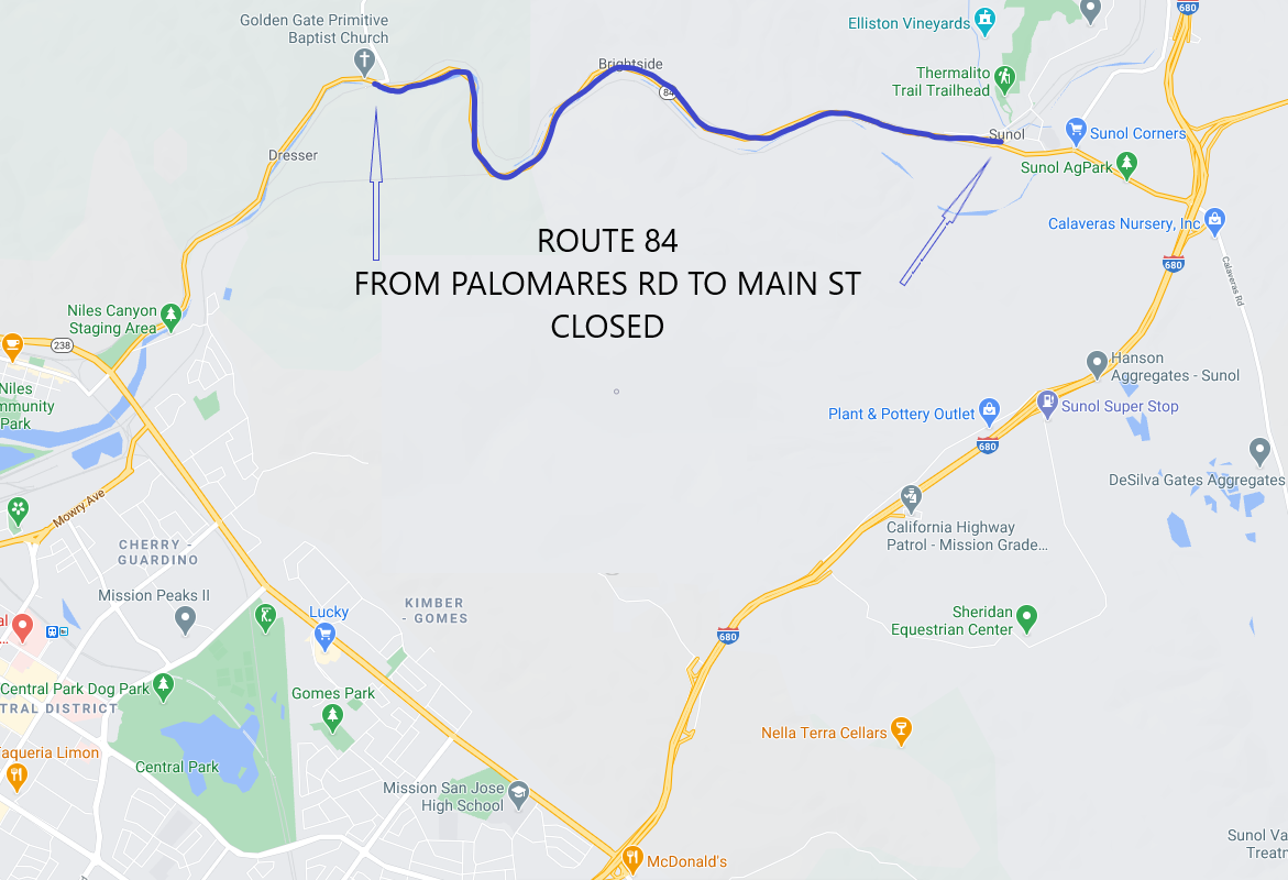 SR84 Intermittent Nighttime Full Closures In Sunol | Caltrans