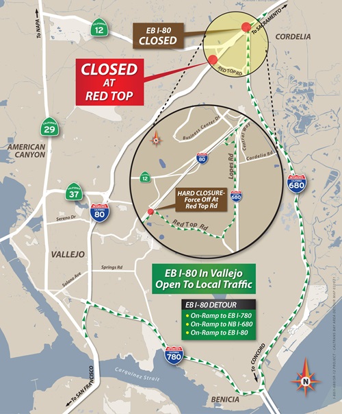 Full Overnight Highway Closures on I-80 map 01