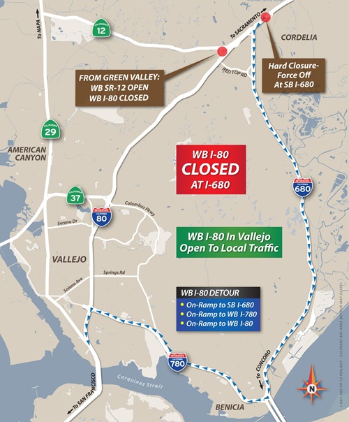 Full Overnight Highway Closures on I-80 map 02