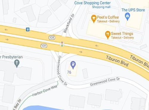 Overnight Closures Of State Route 131 Tiburon map
