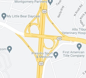 Map showing the US 101/ State Route 131 interchange in Marin County.