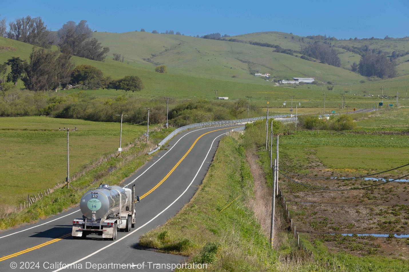 Photograph of a truck driving on State Route 1 in Marin County.