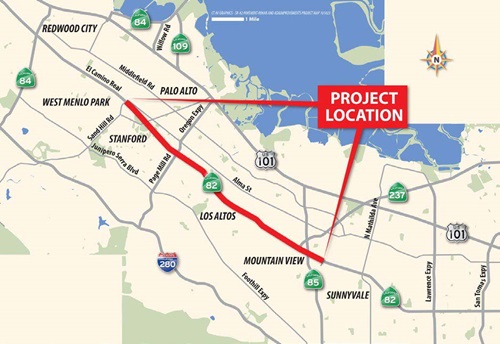 Map location of State Route 82 Rehabilitation  Pavement Project