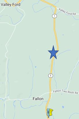 Map location of daytime one-way traffic control on State Route 1 near Fallon