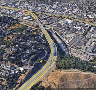 Map location of storm related slope protection project on Southbound US-101 in Greenbrae, Marin County.
