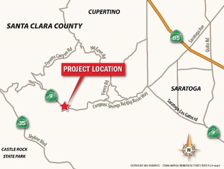 Map showing the location of the project on State Route 9 between Sanborn Road and Redwood Gulch Road.