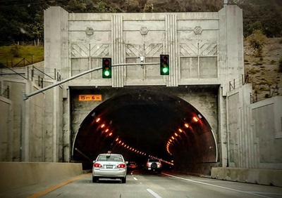 Car going into State Route 24 (SR-24) Caldecott Tunnel.