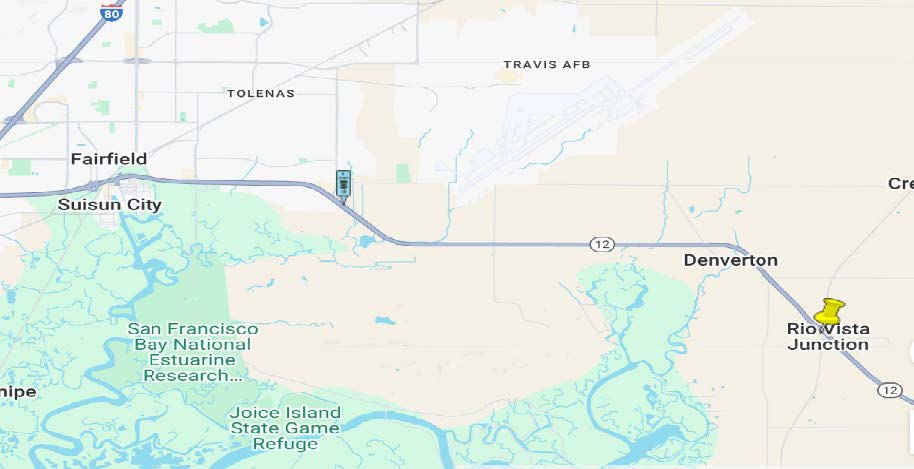 Map location for Solano County Roadway improvement project on of Eastbound and Westbound State Route 12 near Suisun City from Lawler Ranch Parkway to Shiloh Road.