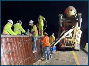 Caltrans working on Interstate 80 for median barrier repair and lighting installations.