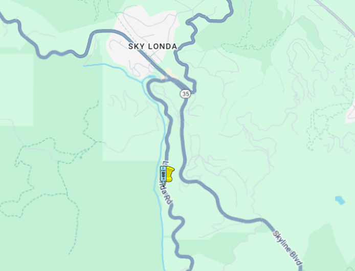 Map location where vegetation work on SR-35 and boulder removal at Clouds Rest Vista Point and on SR-84 near Sky Londa.