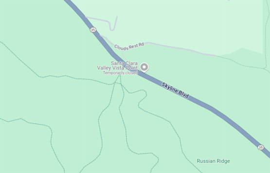 Map location where boulder removal at Clouds Rest Vista Point and on SR-84 near Sky Londa and vegetation work on SR-35.