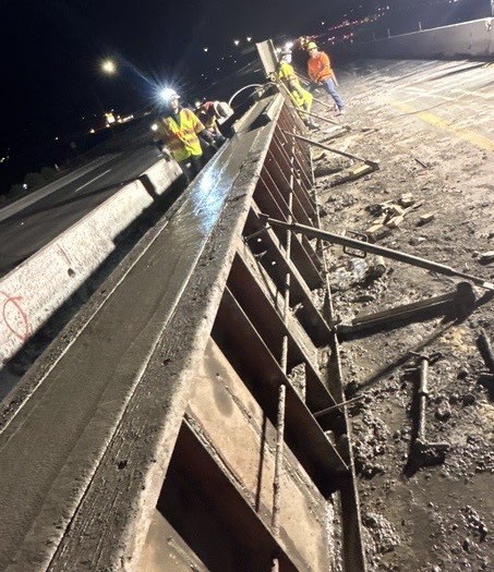 Caltrans crew working on Interstate 80 in Contra Costa County for Median Barrier Repair & Lighting Installations.