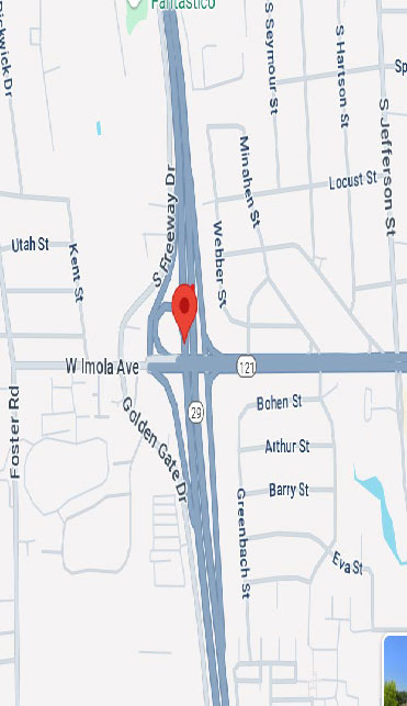 Map of where nighttime closures will take place on State Route 29 from Sierra Avenue to Napa River Bridge
