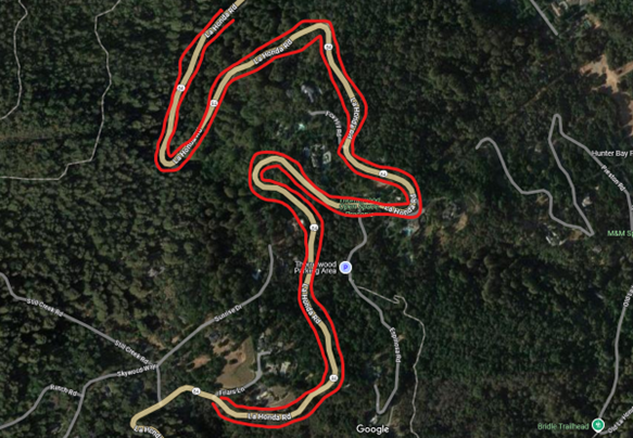 Map where Caltrans has scheduled vegetation control work on State Route 84 from Portola Road to Friar's Lane.