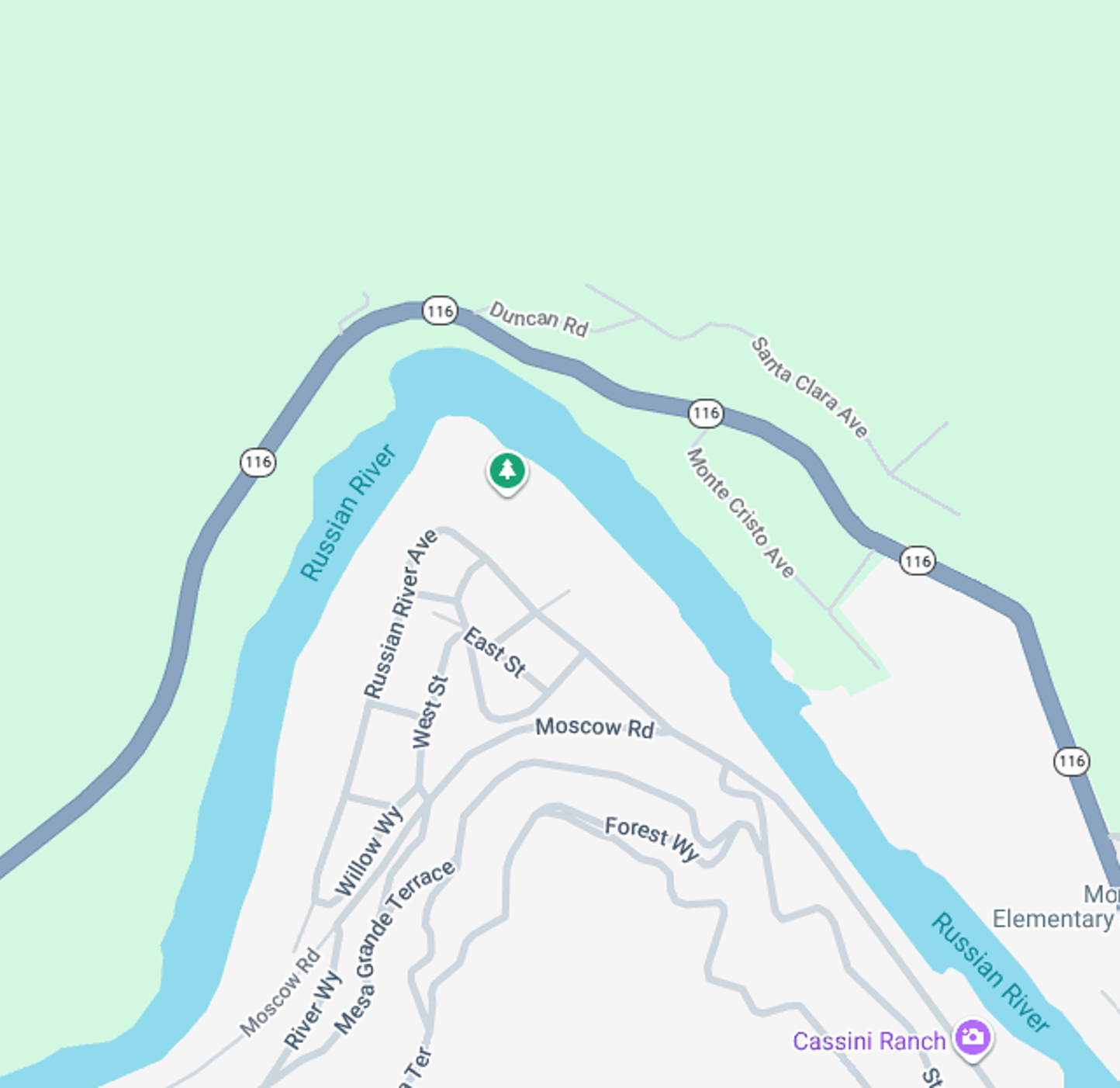 Daytime one-way traffic control for construction work on State Route 116 (SR 116) near Duncan Road in Monte Rio, Sonoma County.