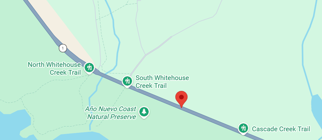 Map location of where California State Parks will conduct a prescribed burn near Highway 1 in Pescadero at Ano Nuevo State Park.