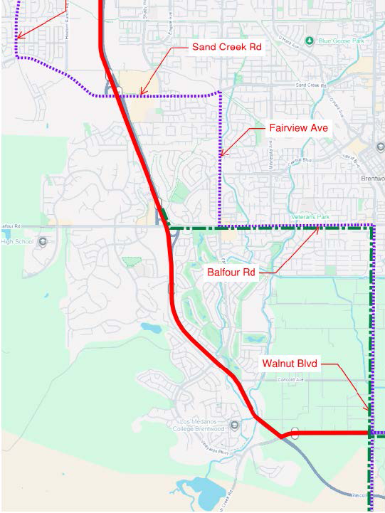 Detour map for Overnight Full Closures on State Route 4 Scheduled Between Lonetree Way and Walnut Boulevard in Contra Costa County. Please see posted detour route.