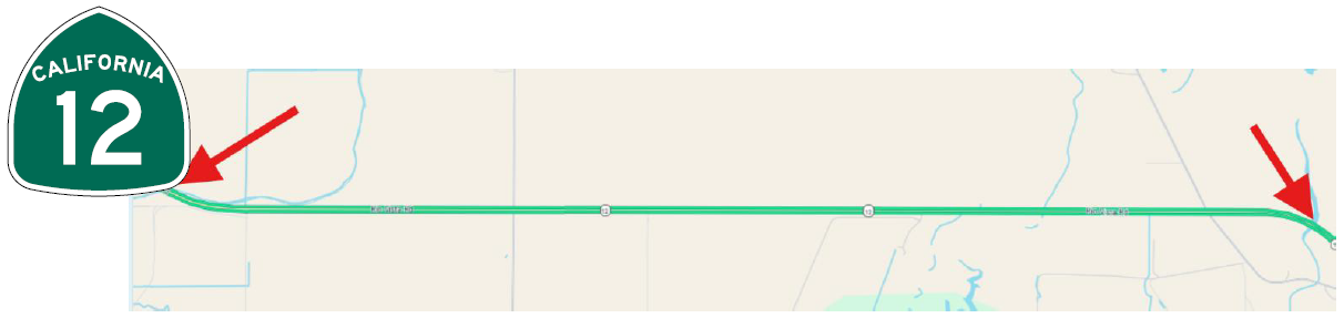 Map for Nightly One-Way Traffic Control on State Route-12 (SR-12) for Pavement Rehabilitation.