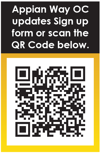 Appian Way OC updates Sign up form or scan the QR Code below.