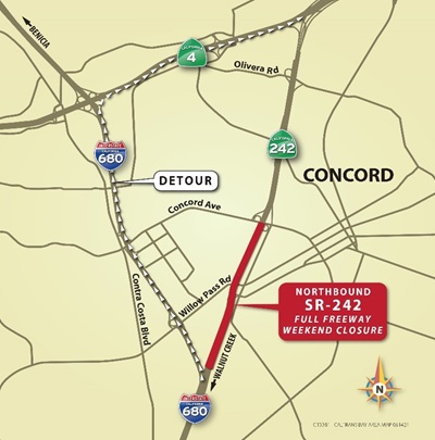Northbound State Route 242 (SR-242)-Rehabilitation Project Concord map