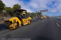 Caltrans crews repave southbound Interstate 680 near Pleasanton on April 28, 2024.