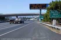 Sign alerting motorists to the roadway rehabilitation work on southbound Interstate 680 between Alcosta Boulevard in San Ramon and the I-580/I-680 connector in Pleasanton.