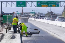 Caltrans works to replace the roadway surface on southbound Interstate 680 between Alcosta Boulevard in San Ramon and the I-580/I-680 connector in Pleasanton.