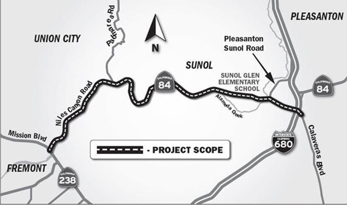 84 Niles Canyon Safety Improvements map