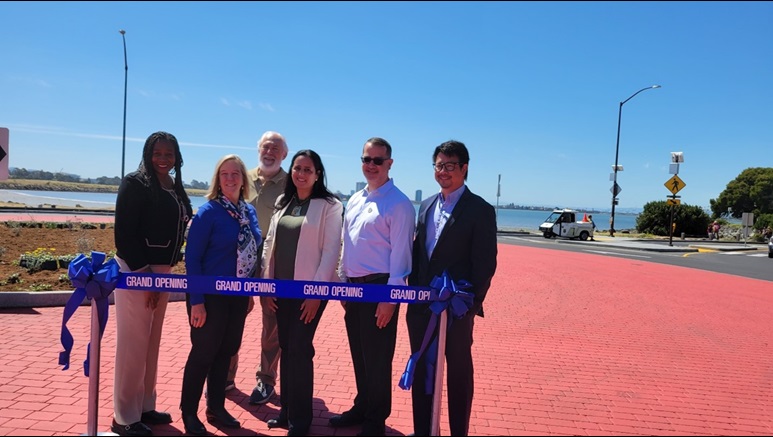 Picture from the ribbon cutting ceremony for the Berkeley Waterfront beautification project on June 16, 2022.