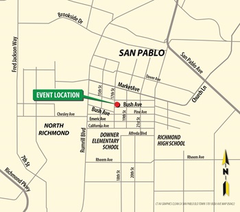 Map showing the location of the San Pablo Old Town Pocket Park local grant project.