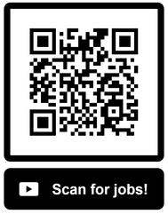 QR code that links to Cal Careers website with a list of open Caltrans positions in Alameda County.