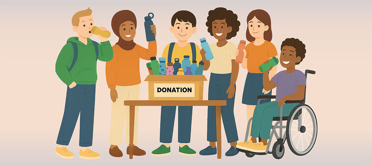 Caltrans District 4 Water Bottle Drive, Sips for Scholars banner