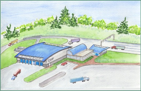 Illustration of the new truck scales being built on westbound Interstate 80 near Fairfield.