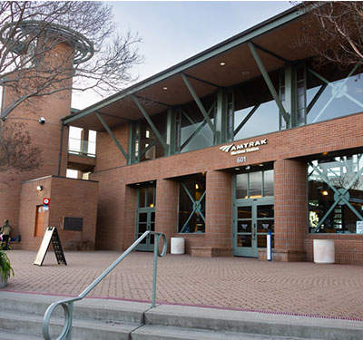Entrance to the Martinez Amtrak station.