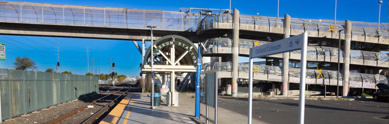 Banner image of the Oakland Coliseum Amtrak Station Stop.