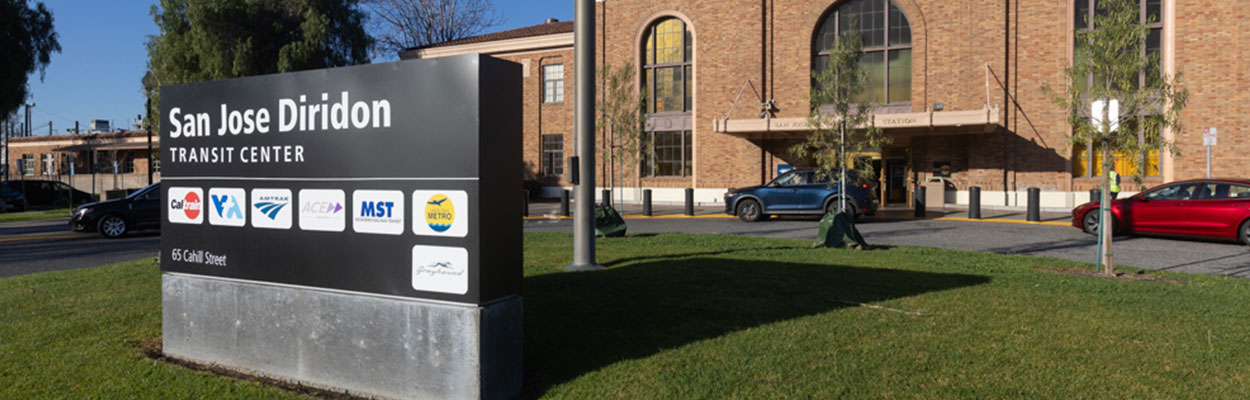 Banner image of the San Jose - Diridon Amtrak station building.
